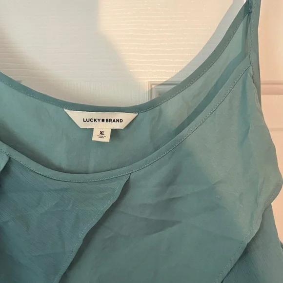 Lucky Brand Dusty Teal Blue/Green Ruffle Tank Top - Picture 2 of 6